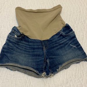Denim Maternity Shorts Motherhood Jean shorts, belly panel pre-owned